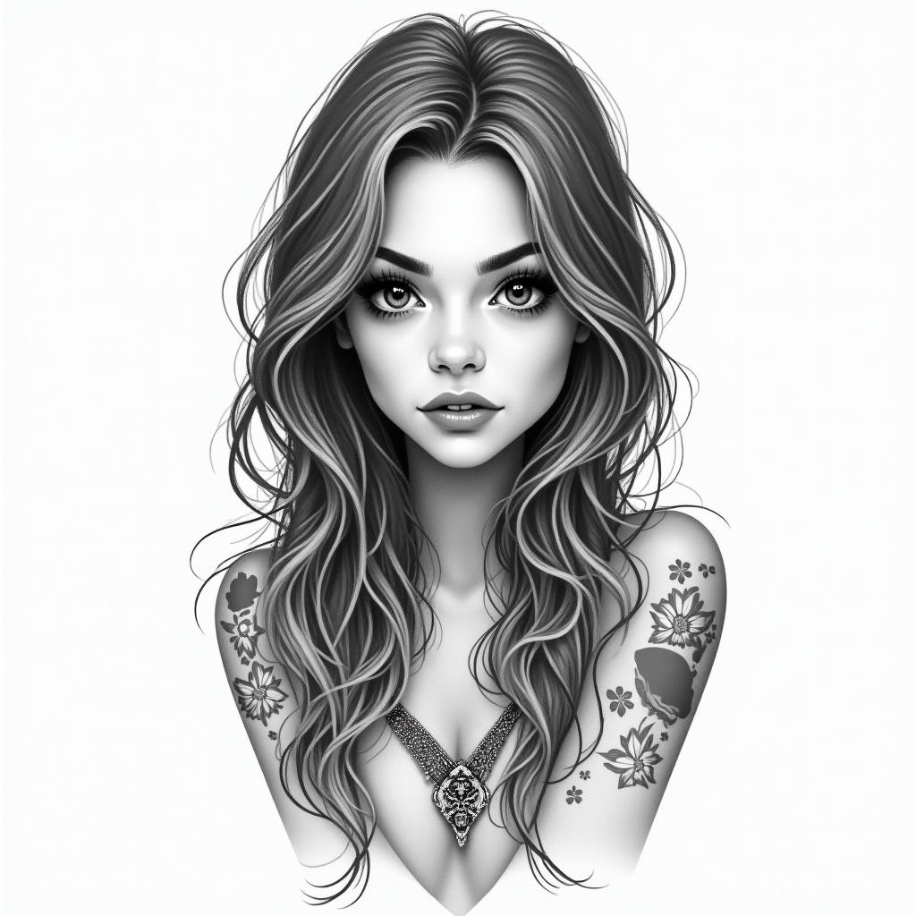 Denise, Zwillinge, 21.05.1991,in new school tattoo, pop culture, modern, detailed tattoo, illustrative - Variation 2