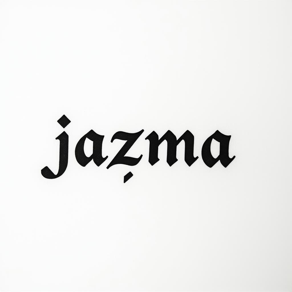 Jazmaeminimalist text-based tattoo, Monospace font ultra-realistic, perfectly placed, high-quality font design, photo-realistic shading, 8k, high quality, finely detailed typograph - Variation 4