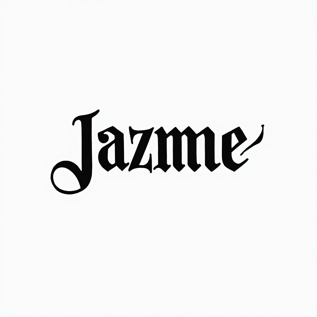 Jazmaeminimalist text-based tattoo, Monospace font ultra-realistic, perfectly placed, high-quality font design, photo-realistic shading, 8k, high quality, finely detailed typograph - Variation 3
