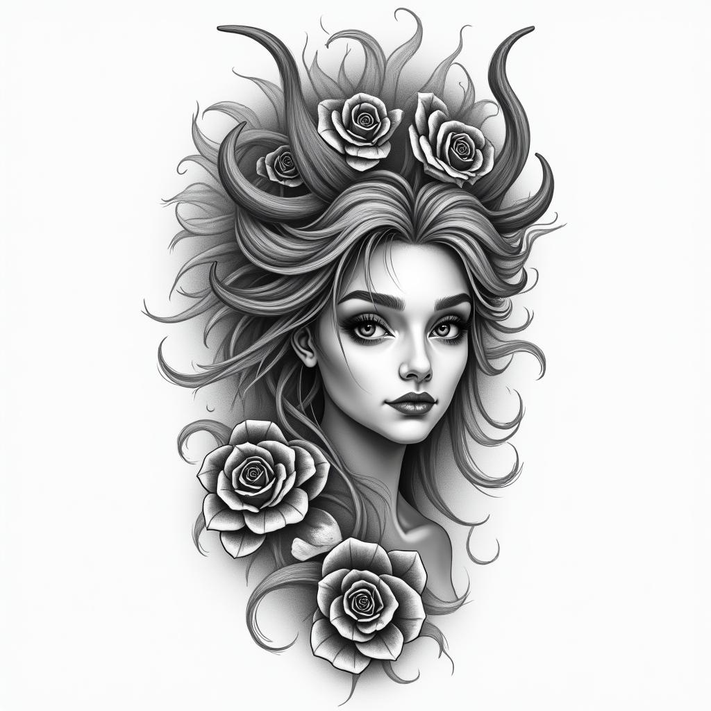 Michelle Aquarius Lowell ma.higly detailed tattoo - Variation 4