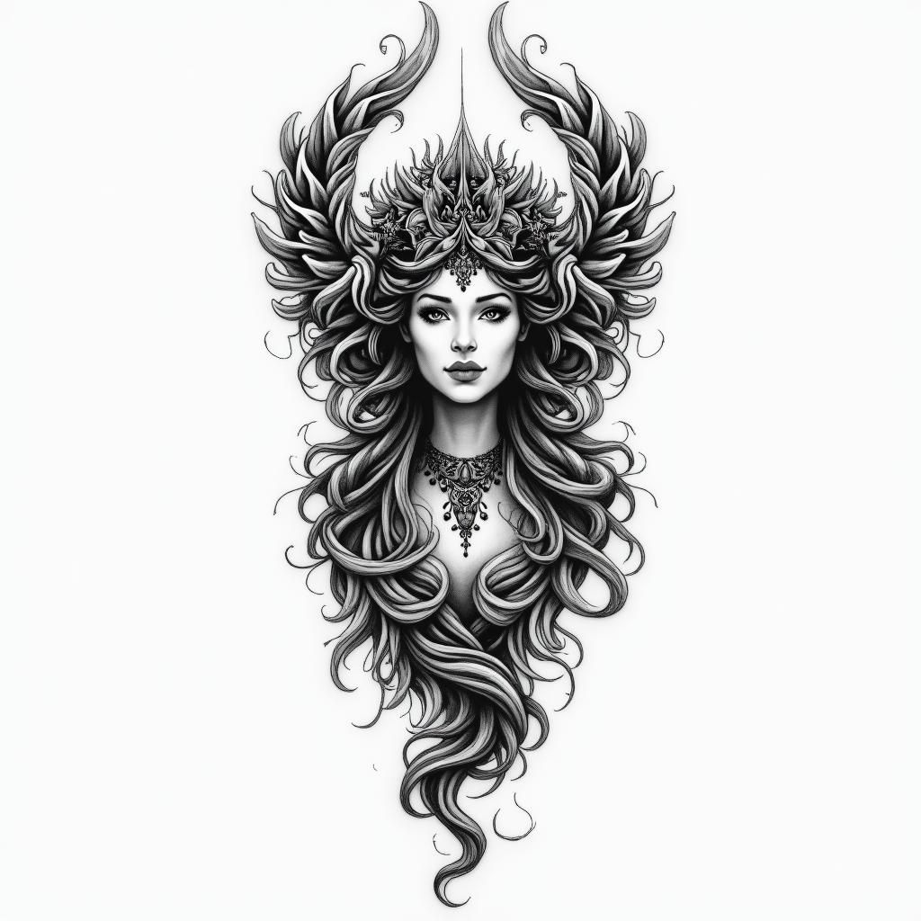 Michelle Aquarius Lowell ma.higly detailed tattoo - Variation 2