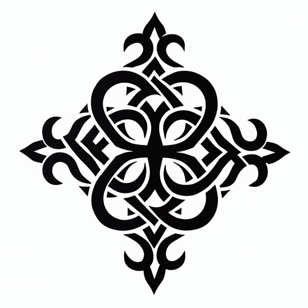 A Celtic badge with the name, Mahoney and the number 10109in tribal tattoo style, featuring bold and black geometric shapes, curved lines, intertwine and flow seamlessly, creating a powerful and symbolic design, polynesian and maori styles