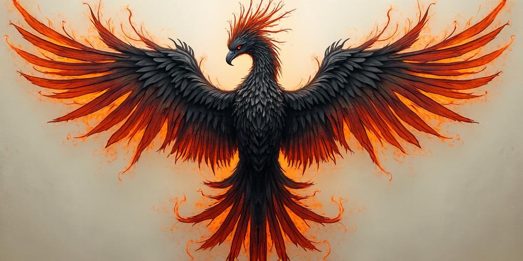 Phenix back tattooin flame tattoo style showcasing fiery elements with dynamic flame patterns, glowing effect of flames, natural colors