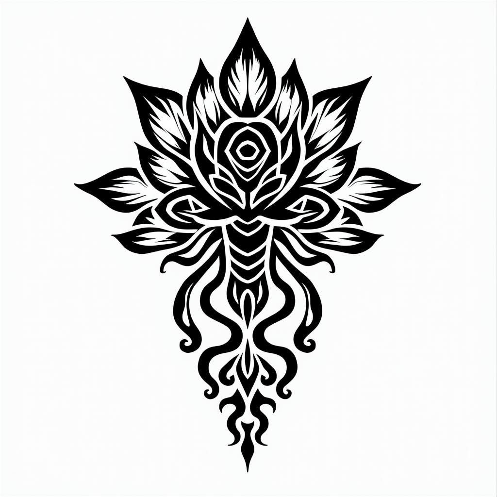 Bee rosein tribal tattoo style, featuring bold and black geometric shapes, curved lines, intertwine and flow seamlessly, creating a powerful and symbolic design, polynesian and maori styles