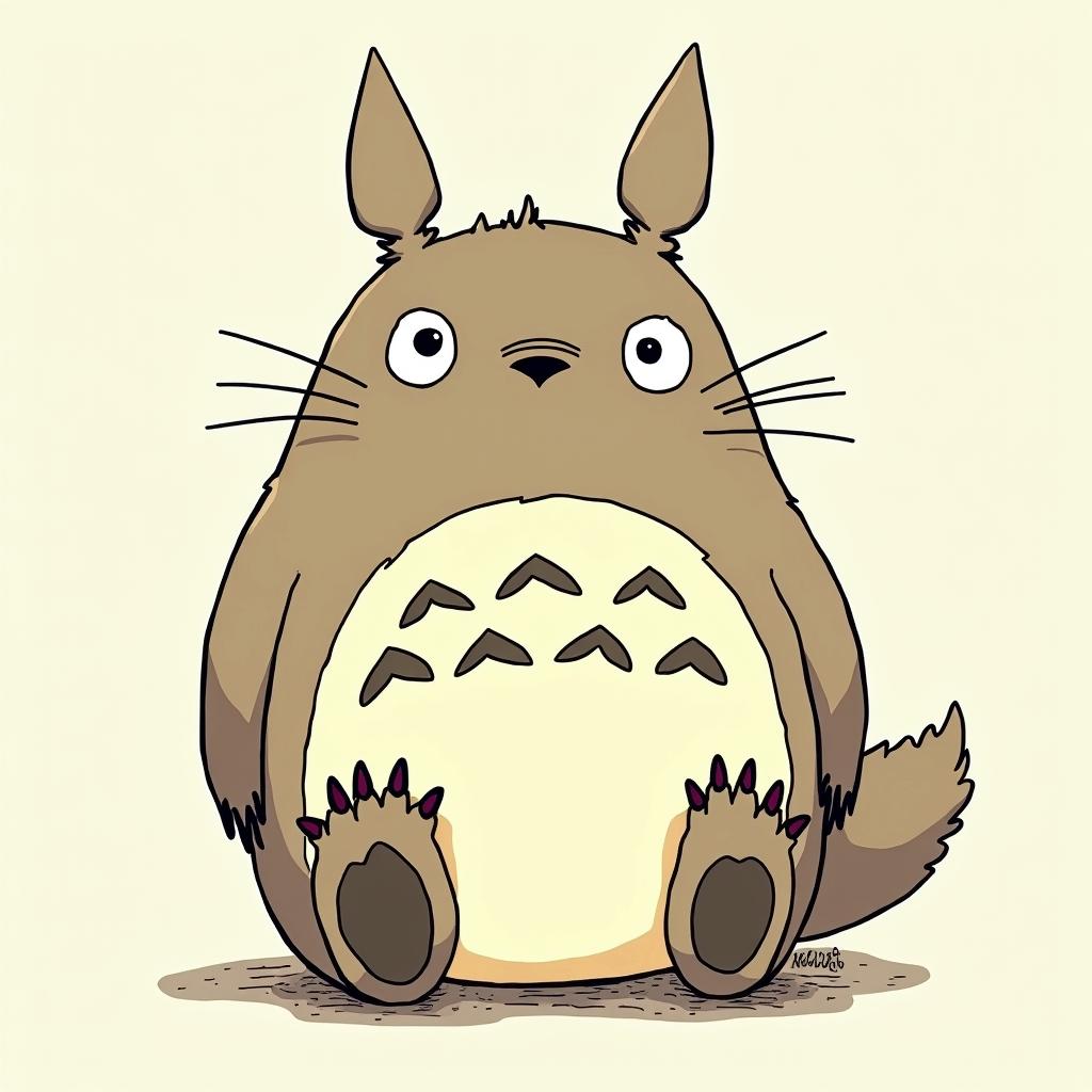 Totoro on coke with slutsGhibli, Studio Ghibli aesthetic, hand-drawn anime style, retro nostalgic atmosphere, retro soft pastel color palette with earthy tones, retro Japanese cinematic shot, yellow tint effect, bald character, smooth surface, anime shadow 90's anime style - Variation 6