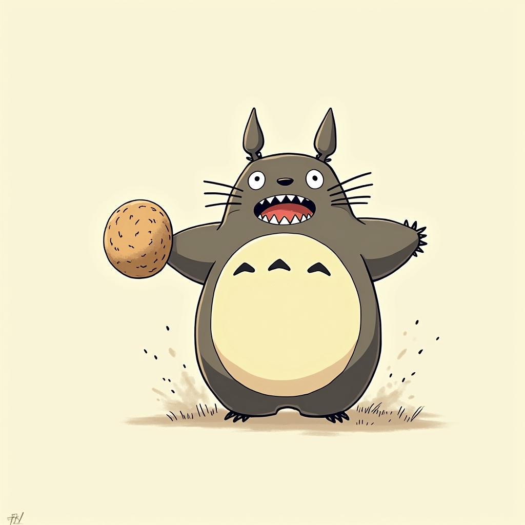 Totoro humping spirit animal with raging bonerGhibli, Studio Ghibli aesthetic, hand-drawn anime style, retro nostalgic atmosphere, retro soft pastel color palette with earthy tones, retro Japanese cinematic shot, yellow tint effect, bald character, smooth surface, anime shadow 90's anime style