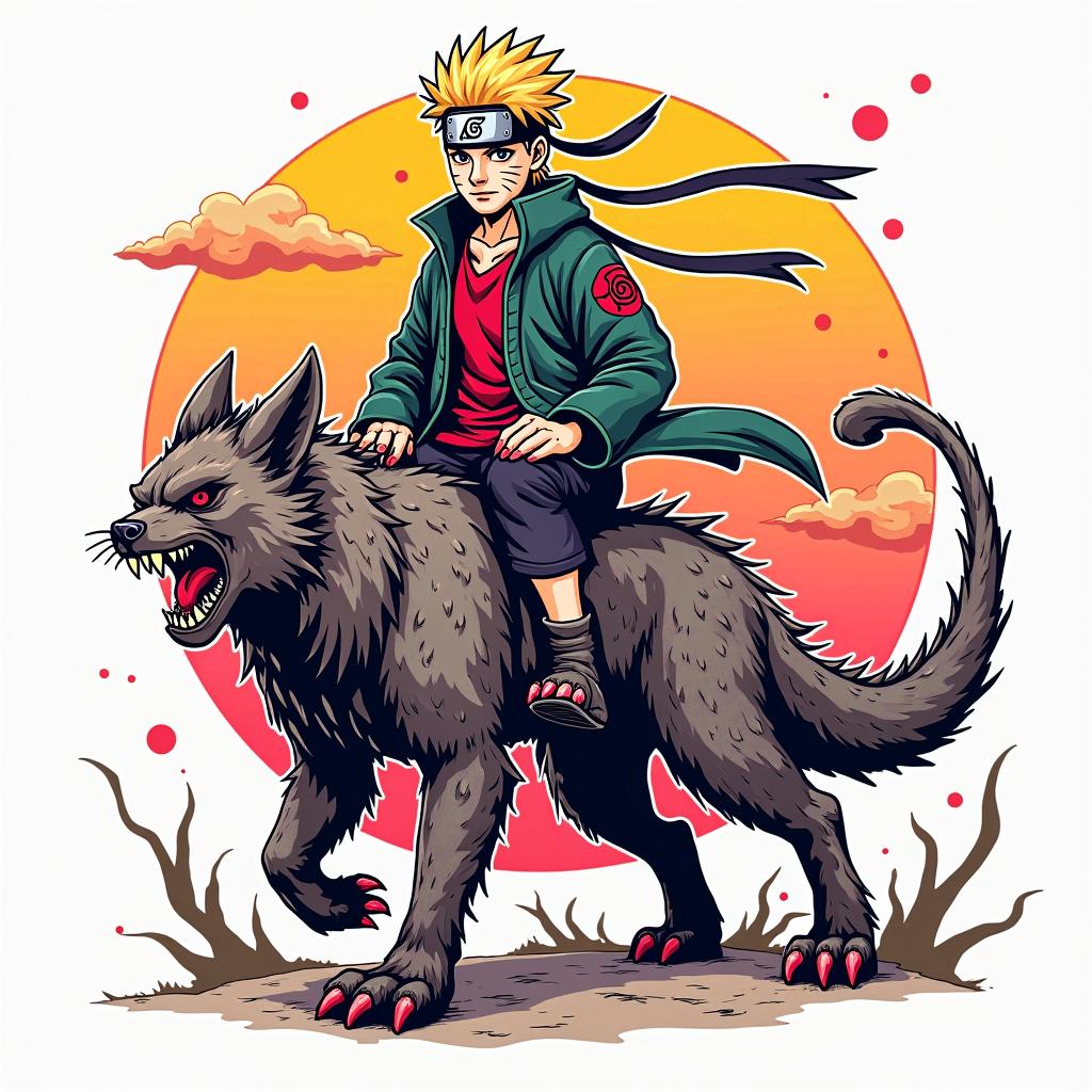 Killer B from Naruto on his tailed beastin pop art style tattoo, featuring bold and vibrant colors, exaggerated outlines, iconic imagery, inspired by comic books and speech bubbles, comic book characters, retro pop culture