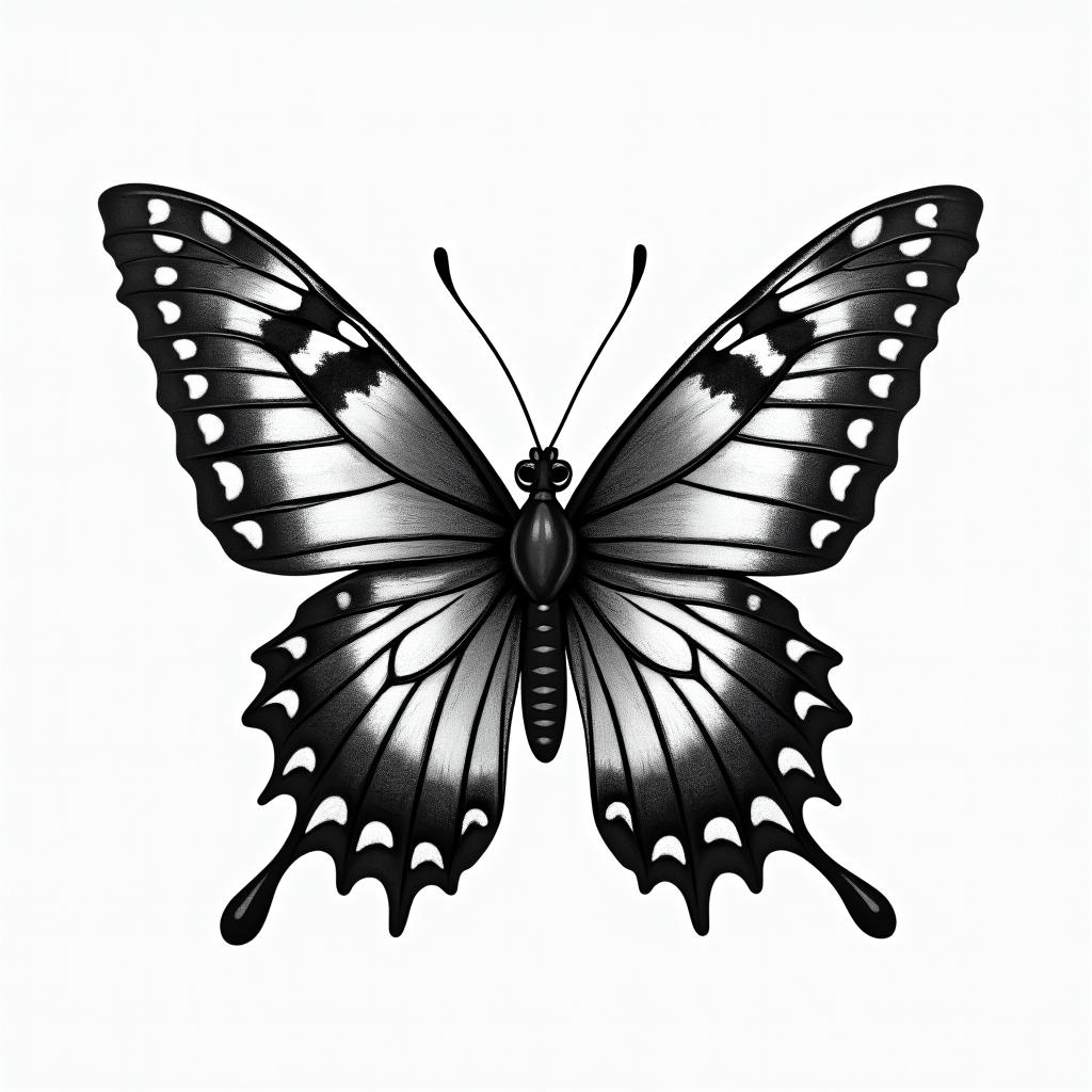 Butterfly with intricate wing patternshigly detailed tattoo - Variation 10