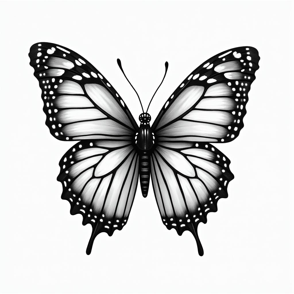 Butterfly with intricate wing patternshigly detailed tattoo - Variation 11