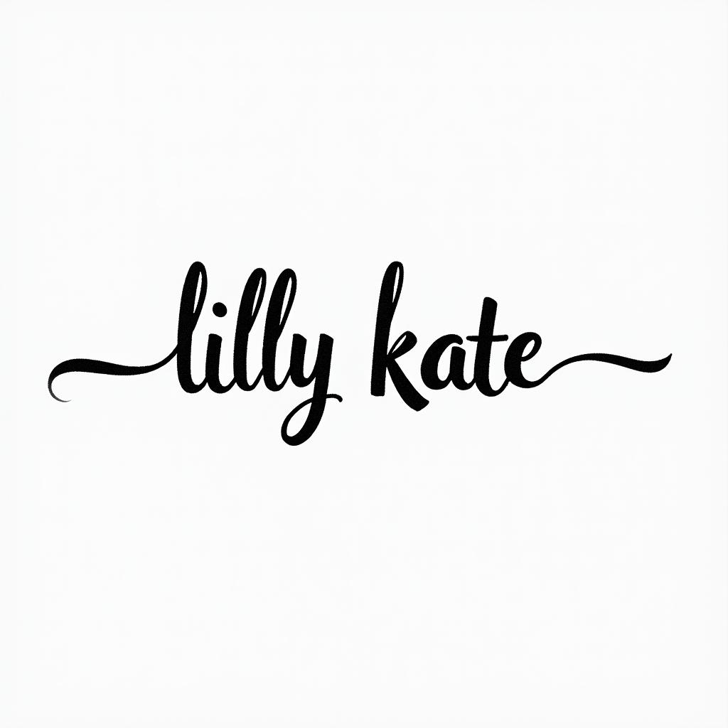 Lilly Kateminimalist text-based tattoo, Monospace font ultra-realistic, perfectly placed, high-quality font design, photo-realistic shading, 8k, high quality, finely detailed typograph - Variation 3