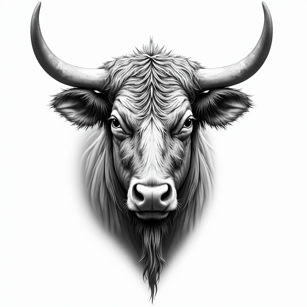 Taurus bullin bohemian style tattoo, 8k - Variation 7