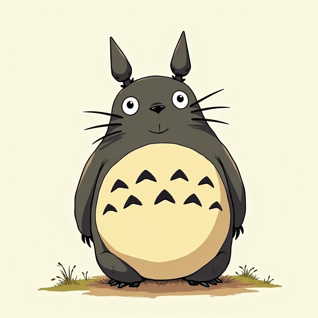 Totoro with big tits hanging with the JuggaloGhibli, Studio Ghibli aesthetic, hand-drawn anime style, retro nostalgic atmosphere, retro soft pastel color palette with earthy tones, retro Japanese cinematic shot, yellow tint effect, bald character, smooth surface, anime shadow 90's anime style - Variation 2