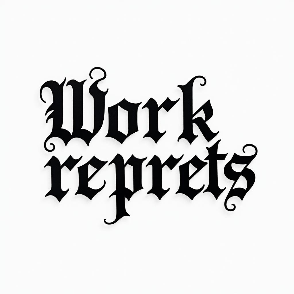 Without regretstext-based tattoo, gothic font ultra-realistic, perfectly placed, high-quality font design, photo-realistic shading, 8k, high quality, finely detailed typography