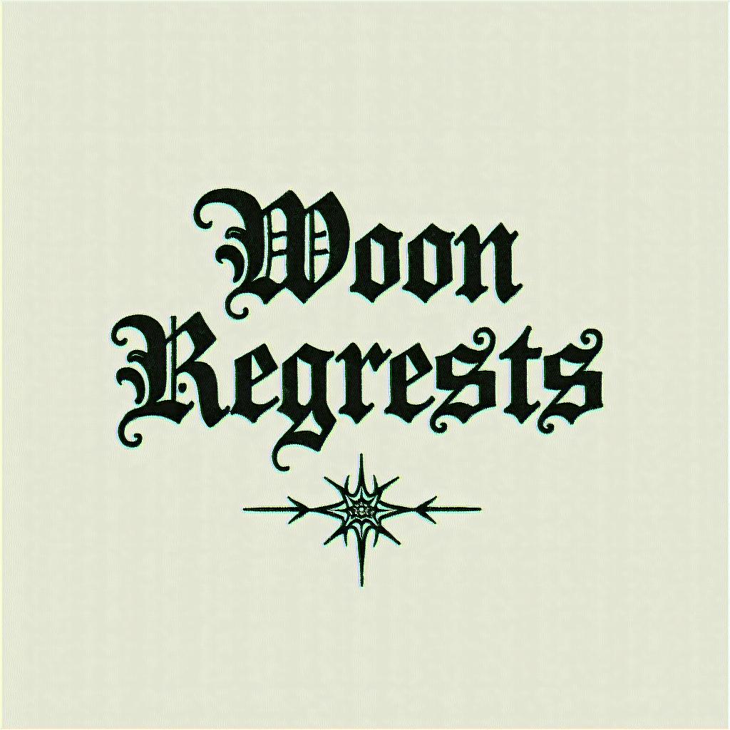Without regretstext-based tattoo, gothic font ultra-realistic, perfectly placed, high-quality font design, photo-realistic shading, 8k, high quality, finely detailed typography - Variation 4