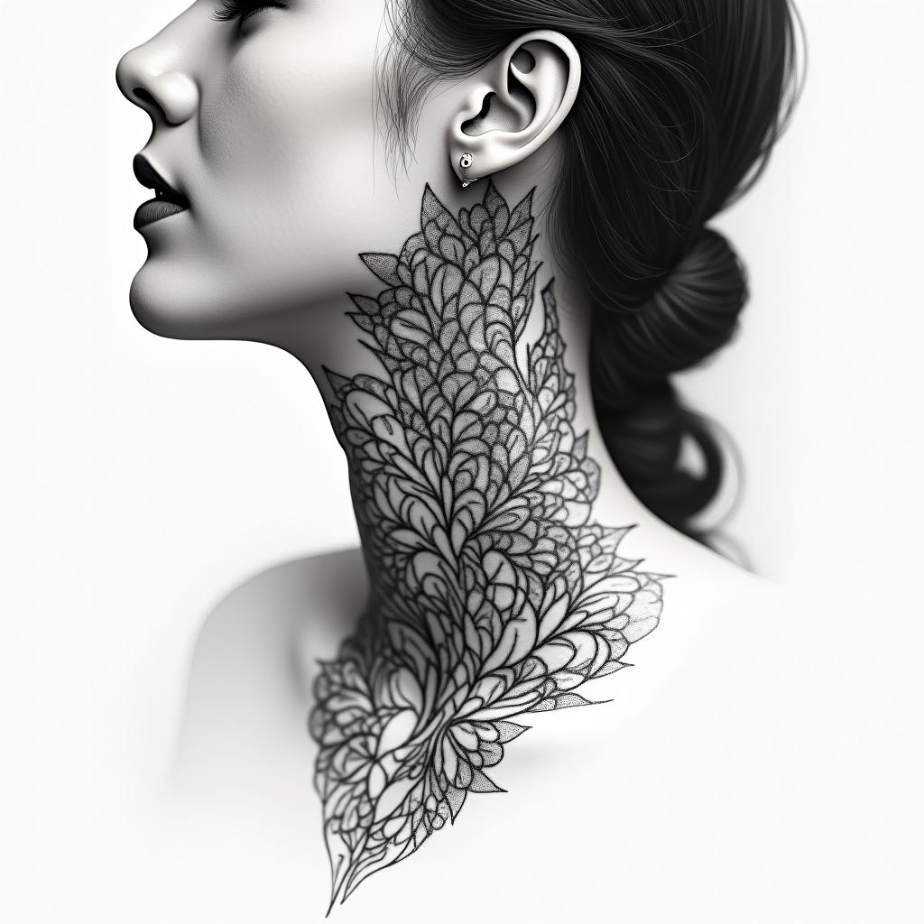 Neck tattoohigly detailed tattoo - Variation 2