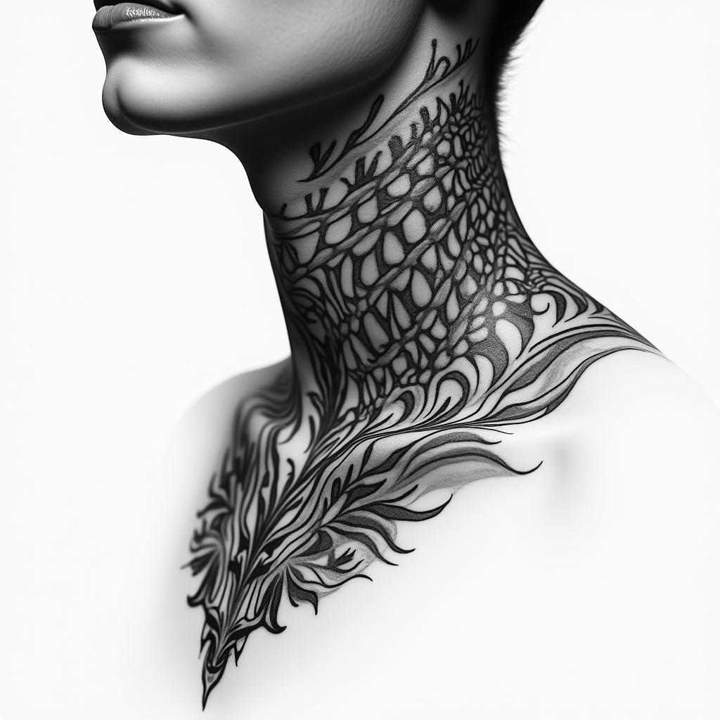 Neck tattoohigly detailed tattoo