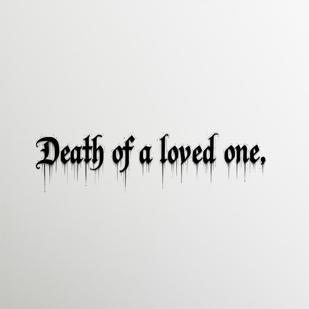 Death of a loved oneminimalist text-based tattoo, Monospace font ultra-realistic, perfectly placed, high-quality font design, photo-realistic shading, 8k, high quality, finely detailed typograph - Variation 4