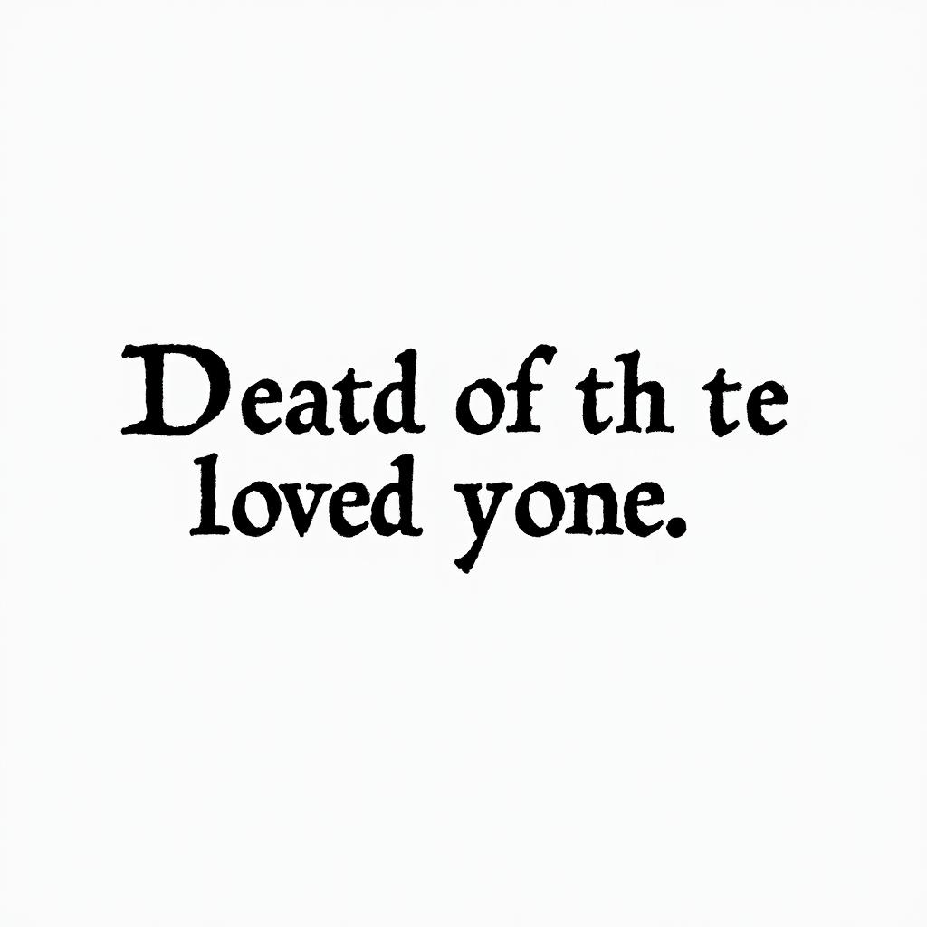 Death of a loved oneminimalist text-based tattoo, Monospace font ultra-realistic, perfectly placed, high-quality font design, photo-realistic shading, 8k, high quality, finely detailed typograph - Variation 3