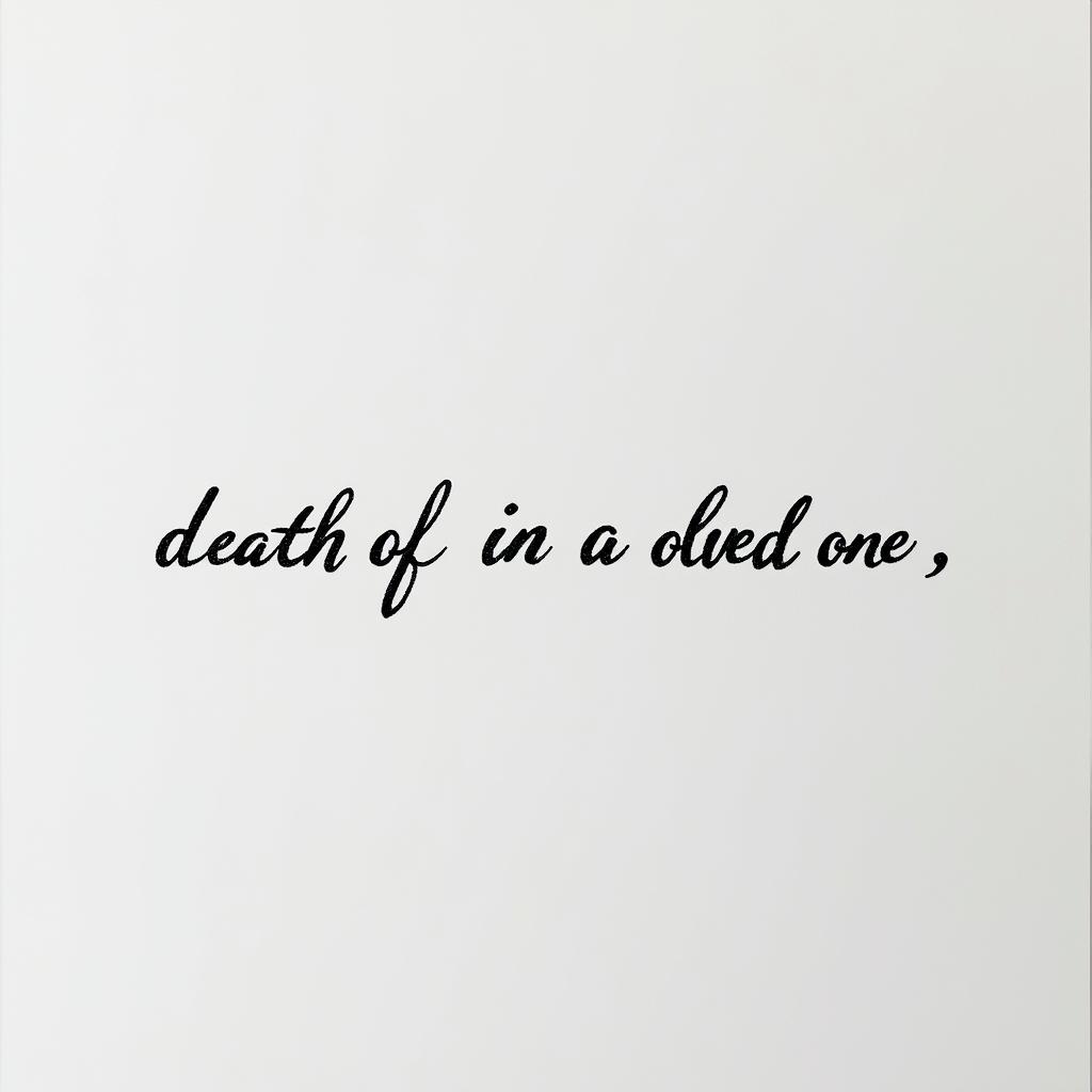 Death of a loved oneminimalist text-based tattoo, Monospace font ultra-realistic, perfectly placed, high-quality font design, photo-realistic shading, 8k, high quality, finely detailed typograph