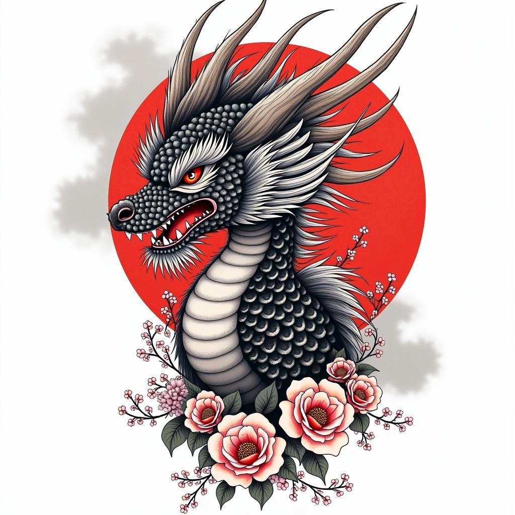 Vibrant pop artin japanese style tattoo, detailed tattoo, traditional japanese culture tattoo, mythology, 8k