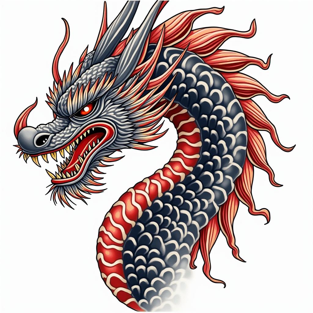 Vibrant pop artin japanese style tattoo, detailed tattoo, traditional japanese culture tattoo, mythology, 8k - Variation 3
