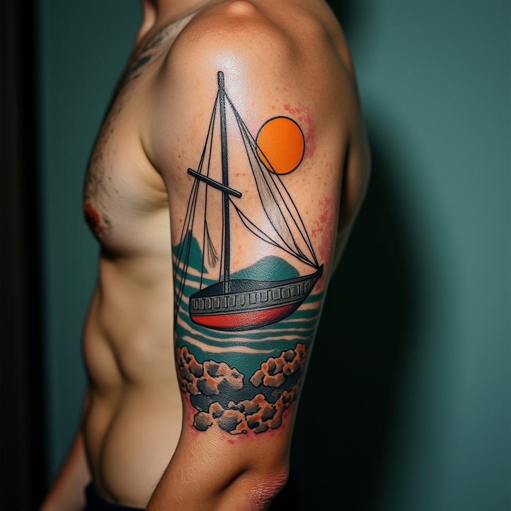 Vibrant nautical themehigly detailed tattoo - Variation 2