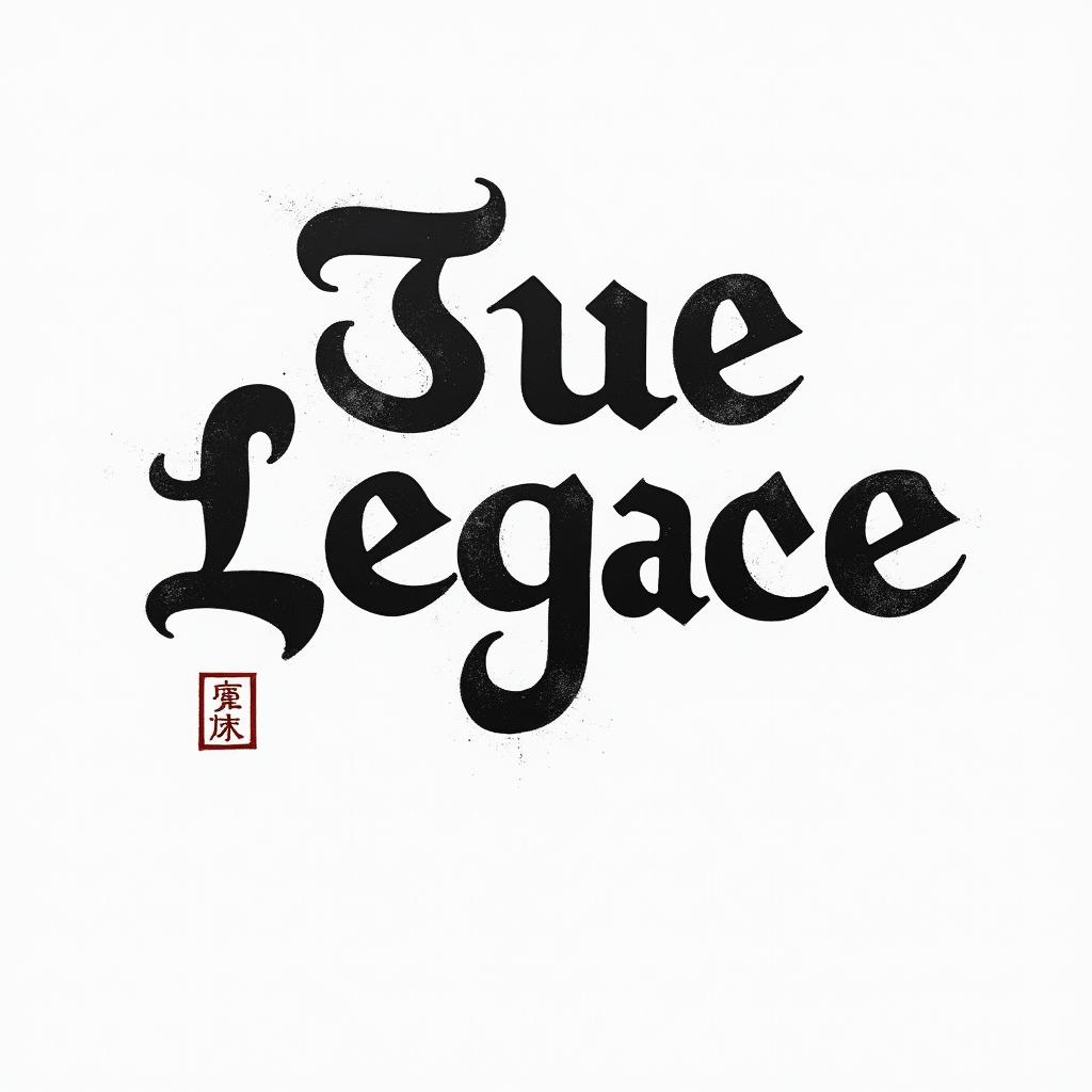 True Legacétext-based tattoo, japanese font ultra-realistic, perfectly placed, high-quality font design, photo-realistic shading, 8k, high quality, finely detailed typograph - Variation 2