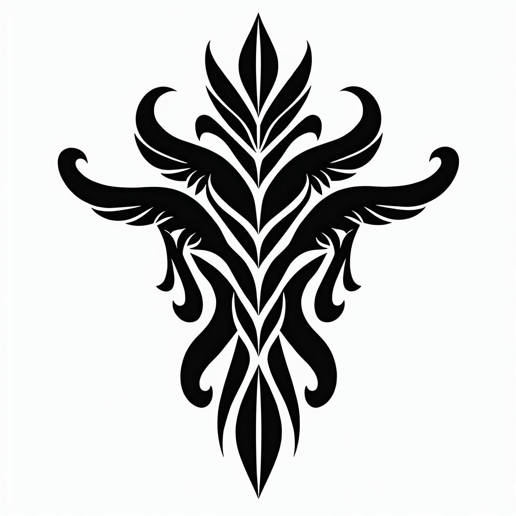 Cowboy and Indian designin tribal tattoo style, featuring bold and black geometric shapes, curved lines, intertwine and flow seamlessly, creating a powerful and symbolic design, polynesian and maori styles - Variation 2