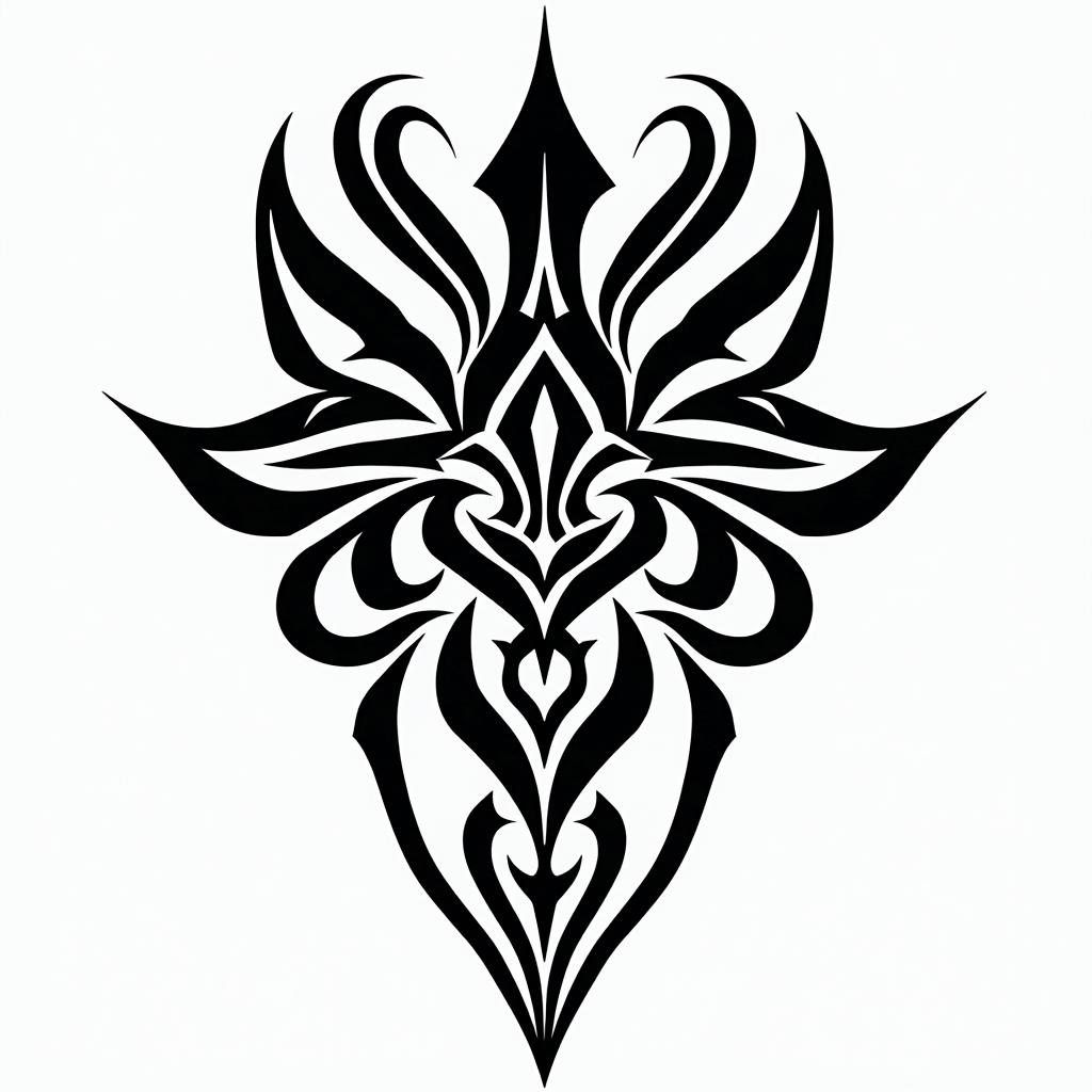 Cowboy and Indian designin tribal tattoo style, featuring bold and black geometric shapes, curved lines, intertwine and flow seamlessly, creating a powerful and symbolic design, polynesian and maori styles - Variation 3
