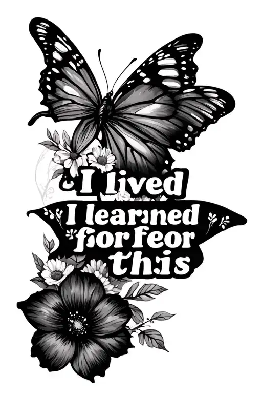 "I lived and I learned for this" butterfly and flowers