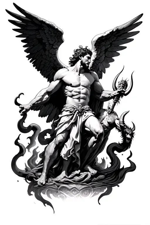 archangel michael defeating satan hell