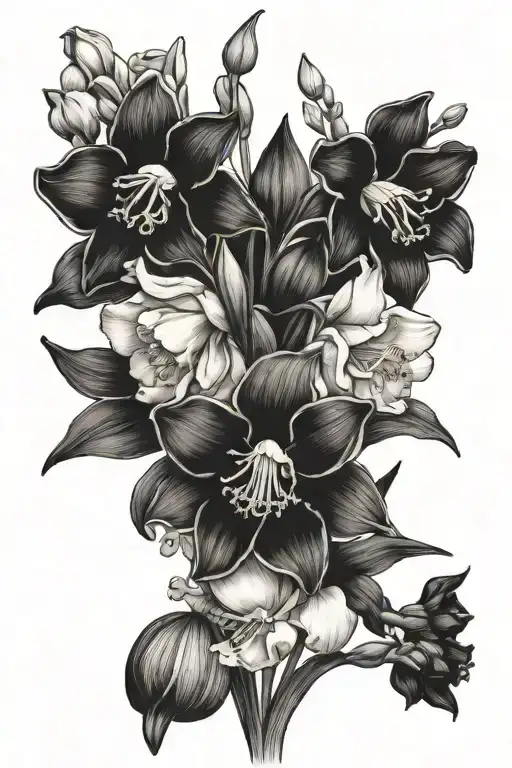 daffodil, sweet pea, lily of the valley birth flowers bouquet