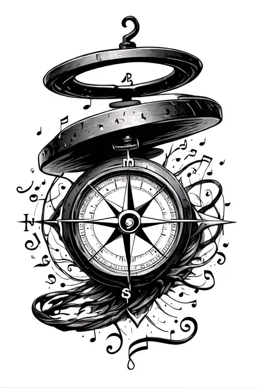 travel with compass surrounded my music - Variation 2