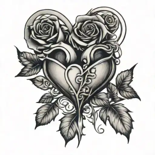 Heart shape, Rose flower,Cross