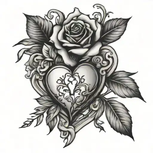 Heart shape, Rose flower,Cross - Variation 2