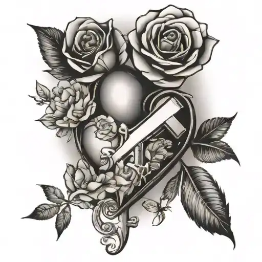 Heart shape, Rose flower,Cross - Variation 4