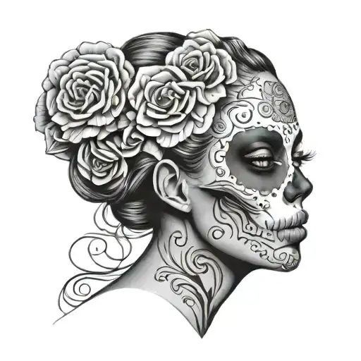 nude sugar skull girl - Variation 2