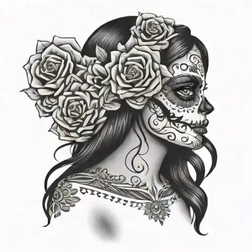 nude sugar skull girl - Variation 3