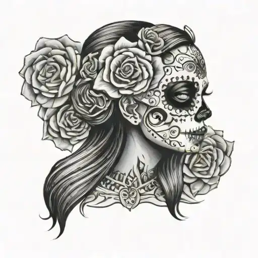 nude sugar skull girl - Variation 4
