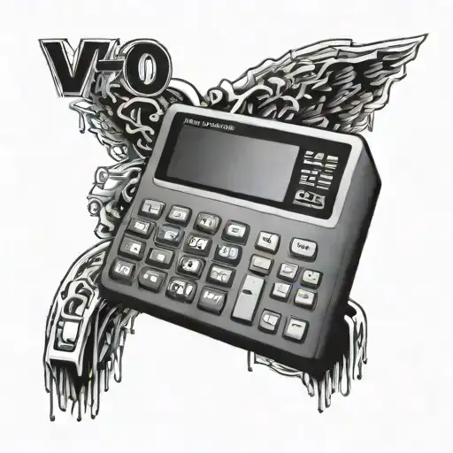 Computer with a calculator on screen with the text v70calc showing on the computer screen - Variation 2