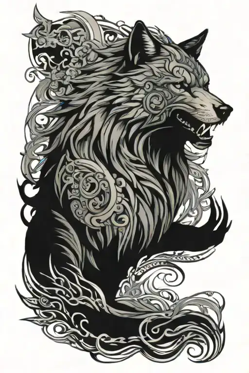 yakuza sleeve Wolf blue - Variation 2