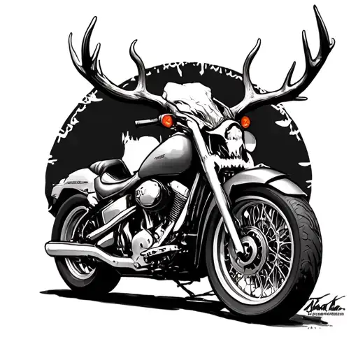 Deer skull in background, 2001 Honda shadow ace 750 in foreground