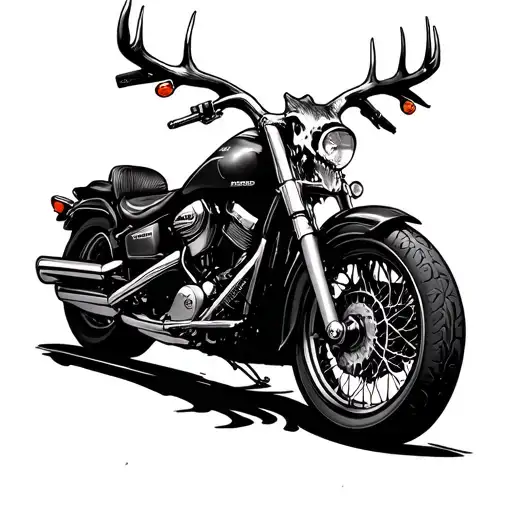 Deer skull in background, 2001 Honda shadow ace 750 in foreground - Variation 2