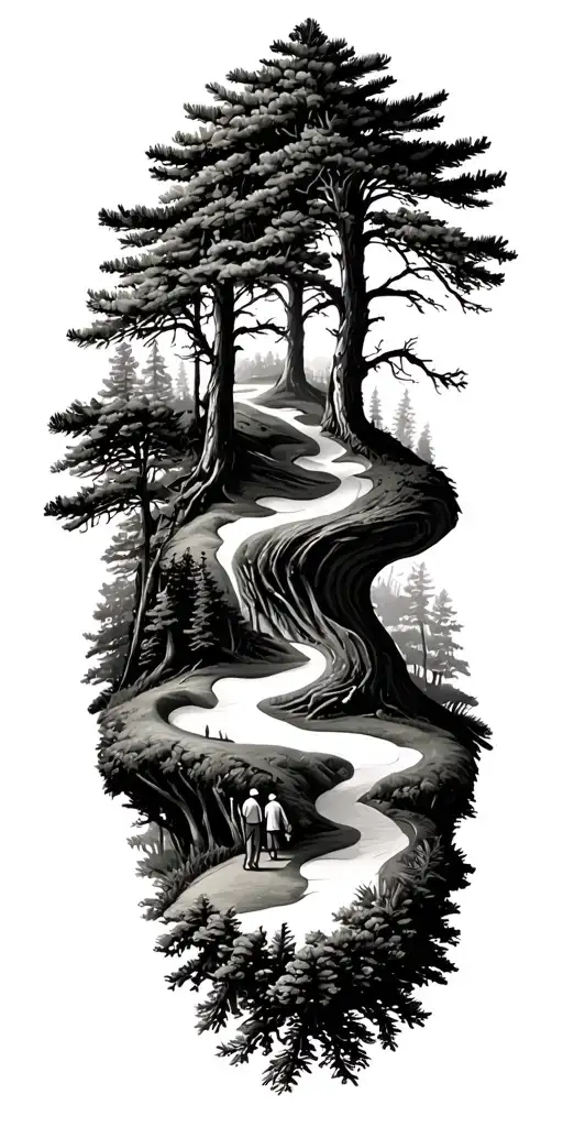 pine forest wrap around tree golf course family