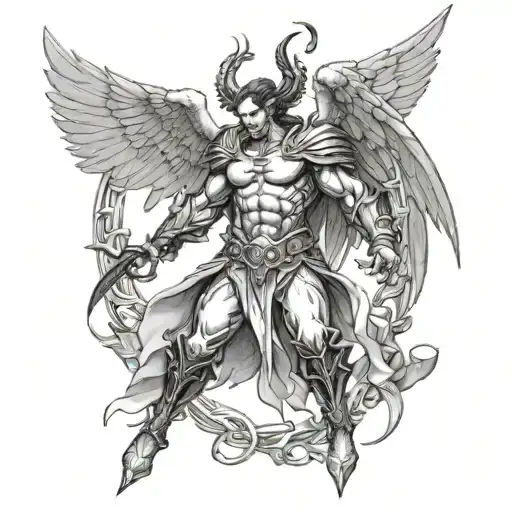 Lucifer battle pose archangel - Variation 4