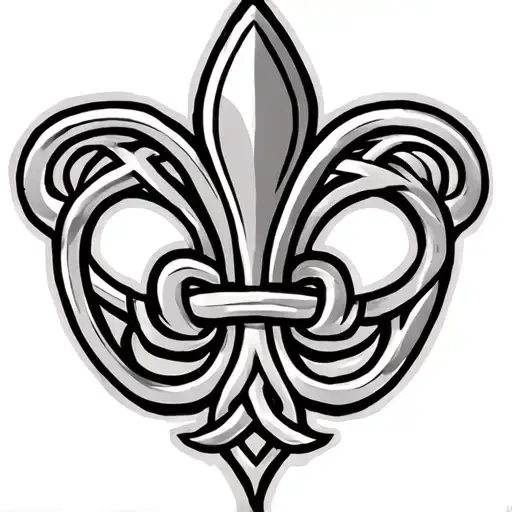 Celtic Knot Fleur de Lis combined tattoo - Variation 3