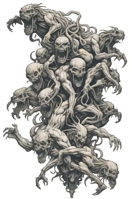 hundreds of souls escaping the pits of hell crawling over one another scratching their way out