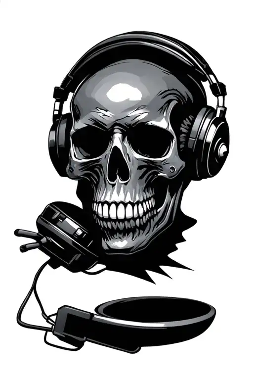 space skull wearing headphones - Variation 2