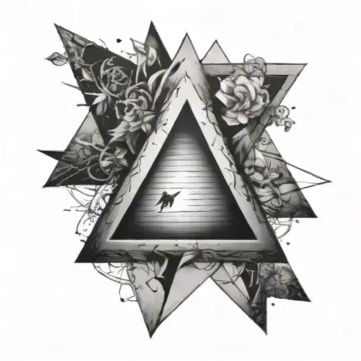 triangle with minimalist human in the middle