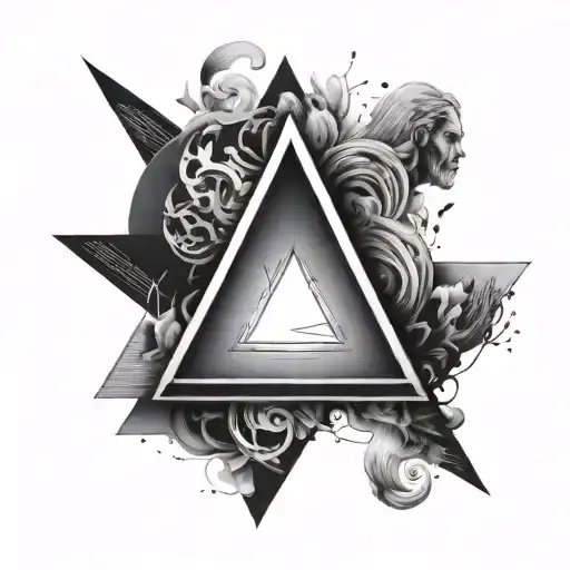 triangle with minimalist human in the middle - Variation 3